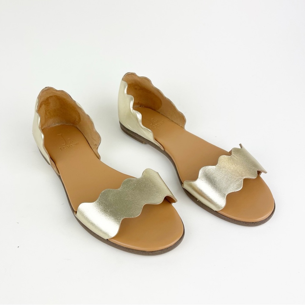 J. Crew Gold Scalloped Flat Sandals